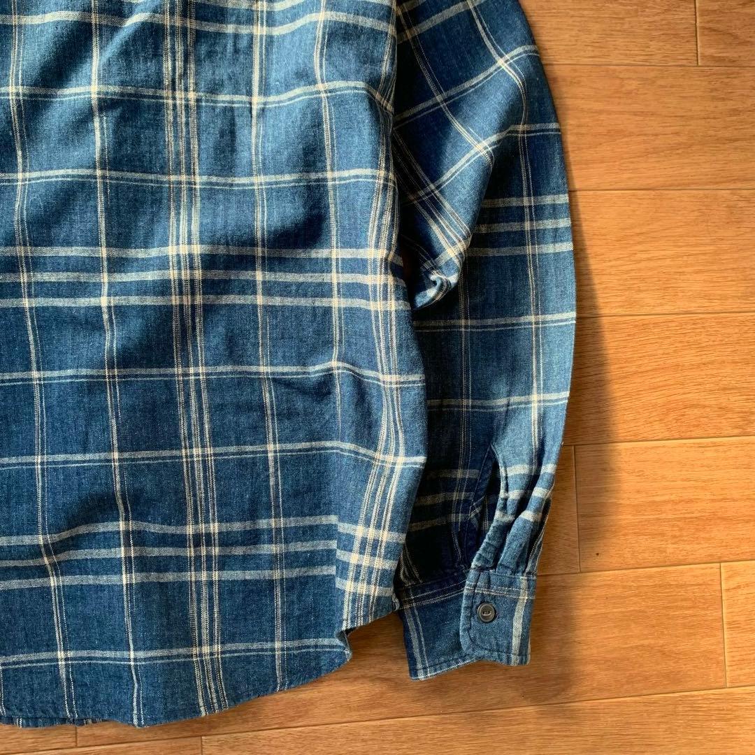 D&S ラルフローレン コットンリネン インディゴ ワークシャツ 猫目ボタン