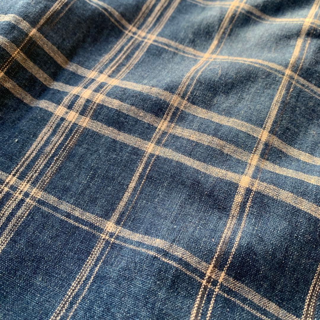 D&S ラルフローレン コットンリネン インディゴ ワークシャツ 猫目ボタン