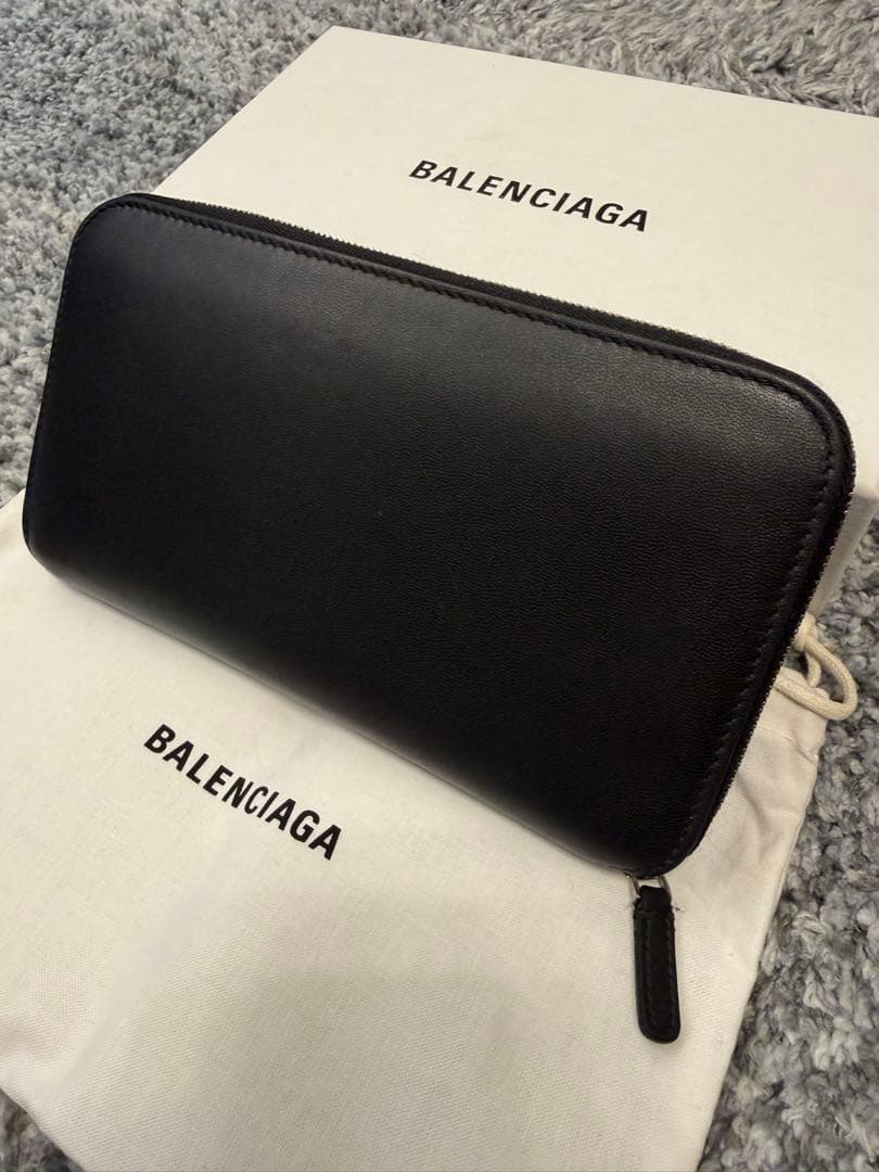 美品 BALENCIAGA バレンシアガ ラウンドファスナー 長財布 ブラック