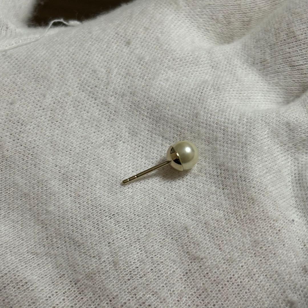 ［美品］ディオール　トライバル　ピアス　パール　ロゴ　ラインストーン　シングル