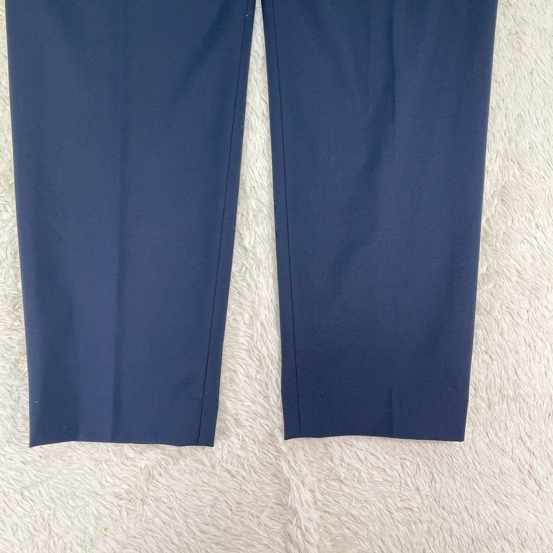 【美品44サイズ】グリーンレーベルリラクシング　ノーカラー　無地　パンツスーツ