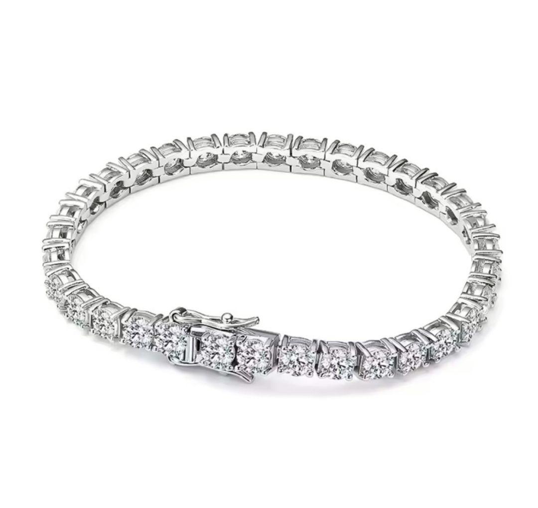 【証明書付き】モアサナイト×シルバー925 テニスチェーンブレスレット