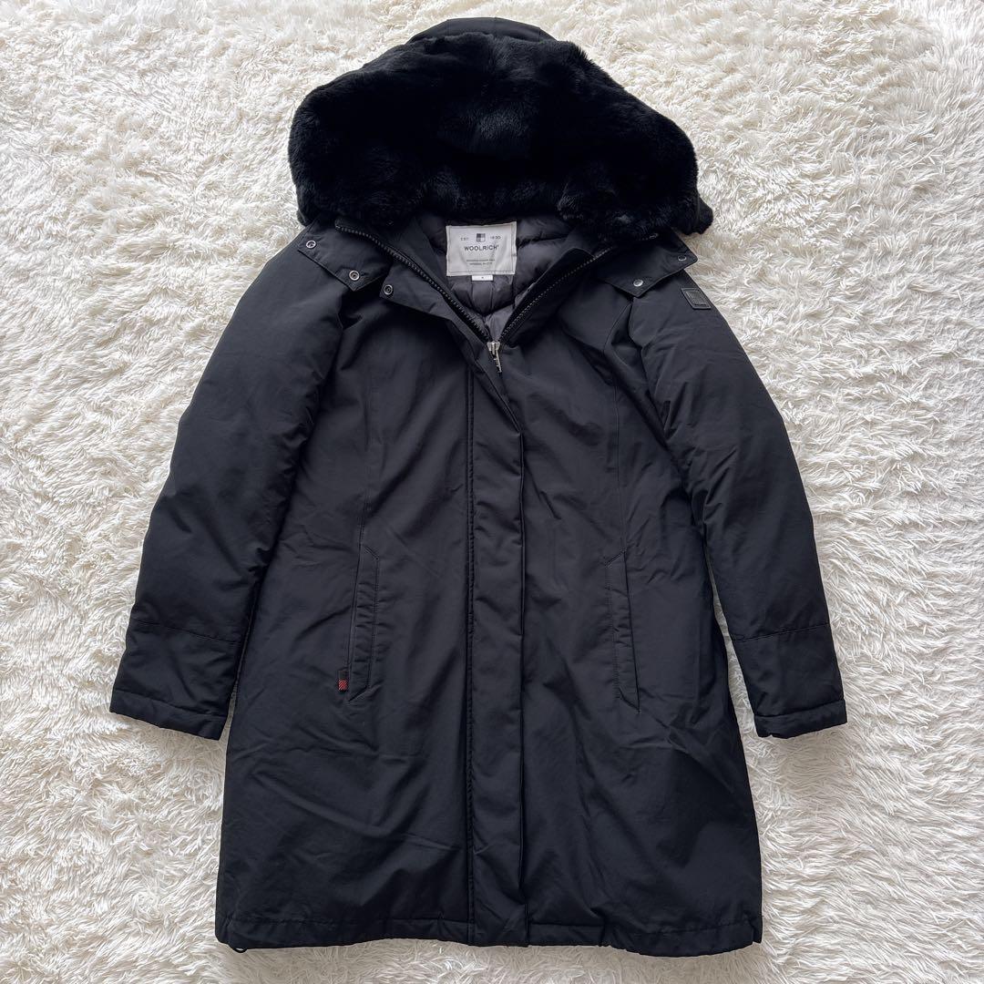 ウールリッチ ボウブリッジ 黒 リアルファー ダウン 3WAY ロングコート S