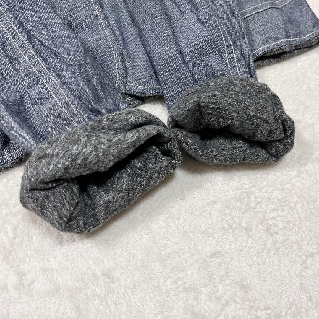 『コムデギャルソン オム』リバーシブル 丸襟シャツジャケット シャンブレー 杢灰