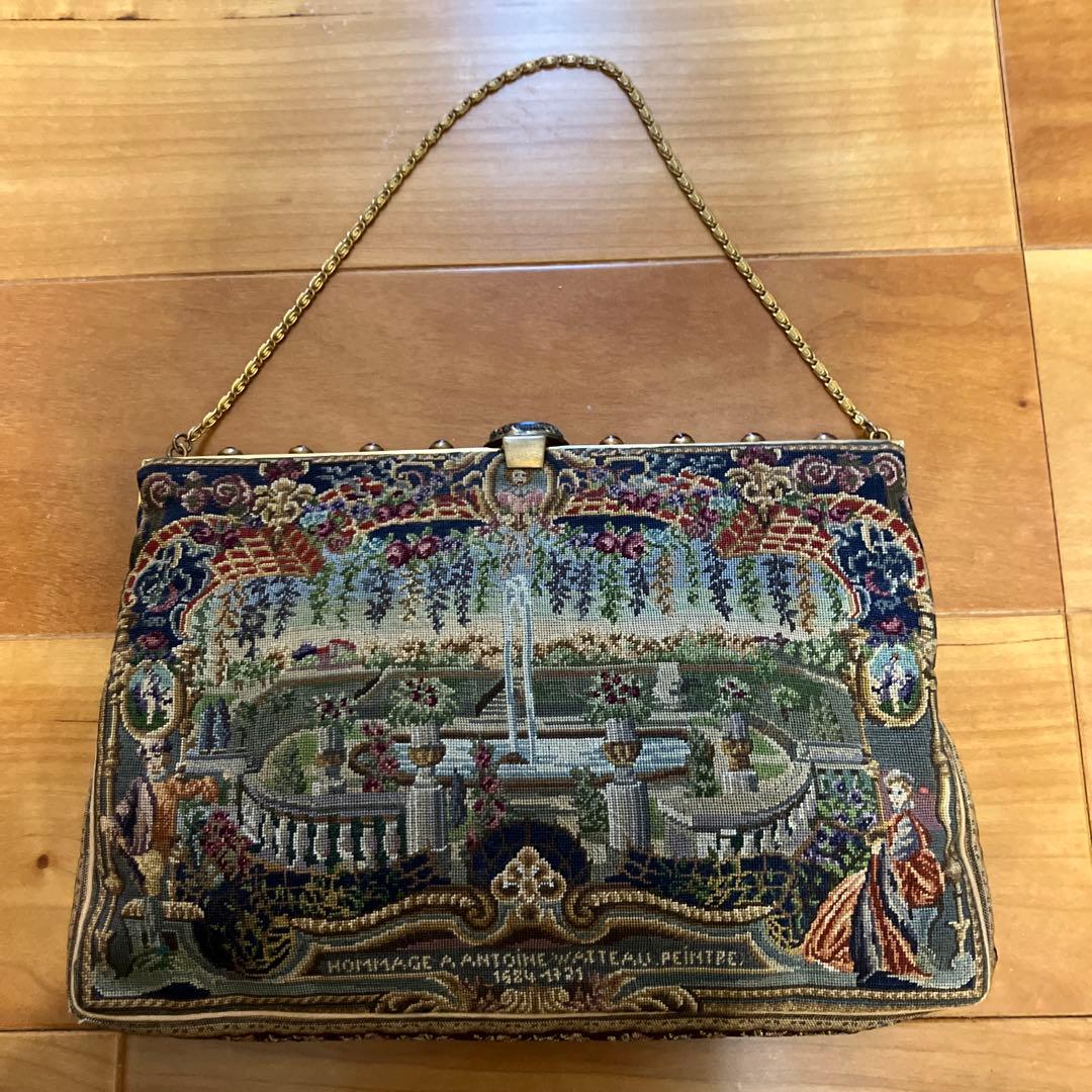宮廷柄アンティーク プチポワン バッグ