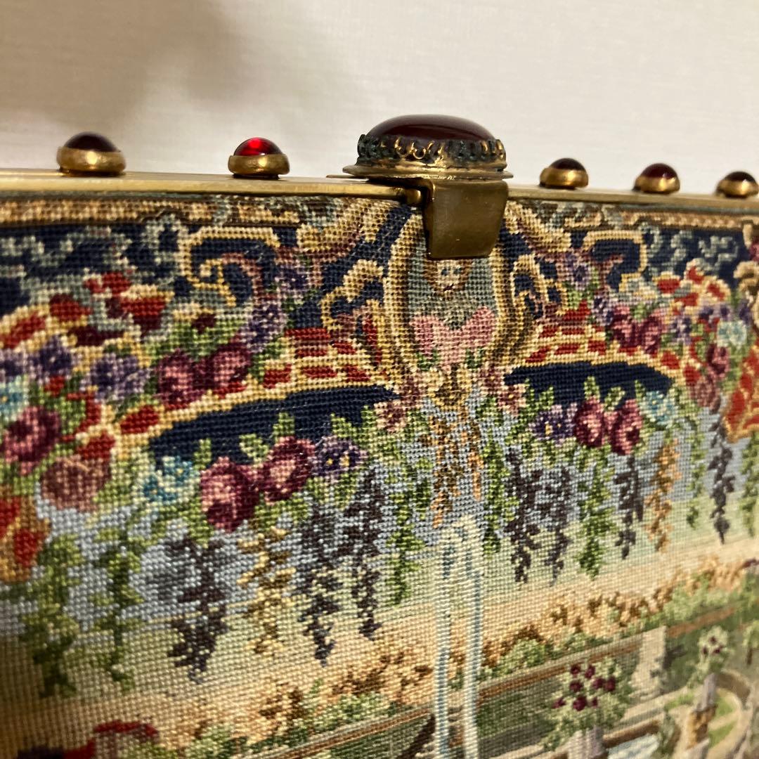 宮廷柄アンティーク プチポワン バッグ