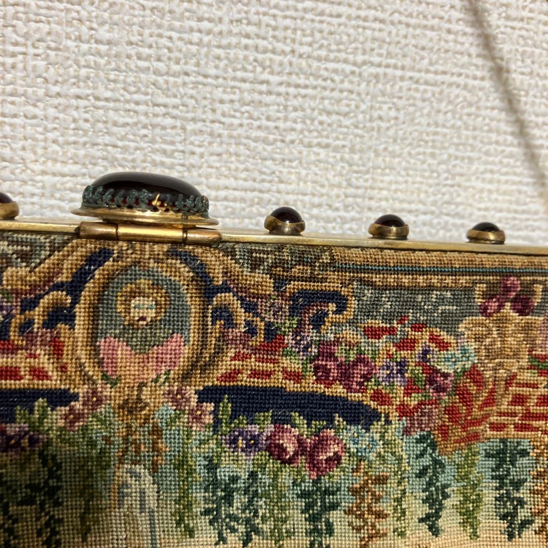 宮廷柄アンティーク プチポワン バッグ