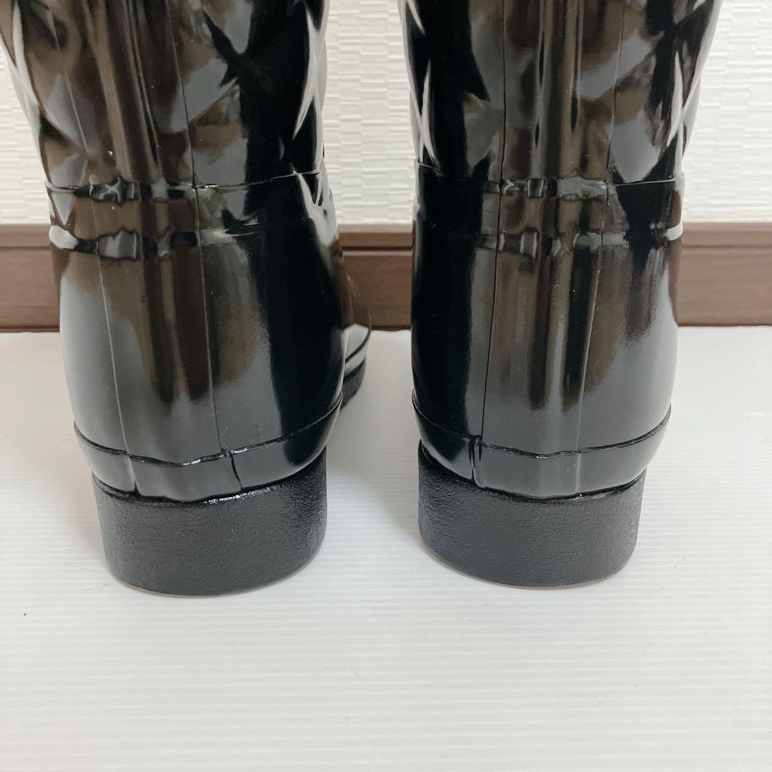 未使用級 HUNTER レインブーツ リファインドグロスキルト UK5