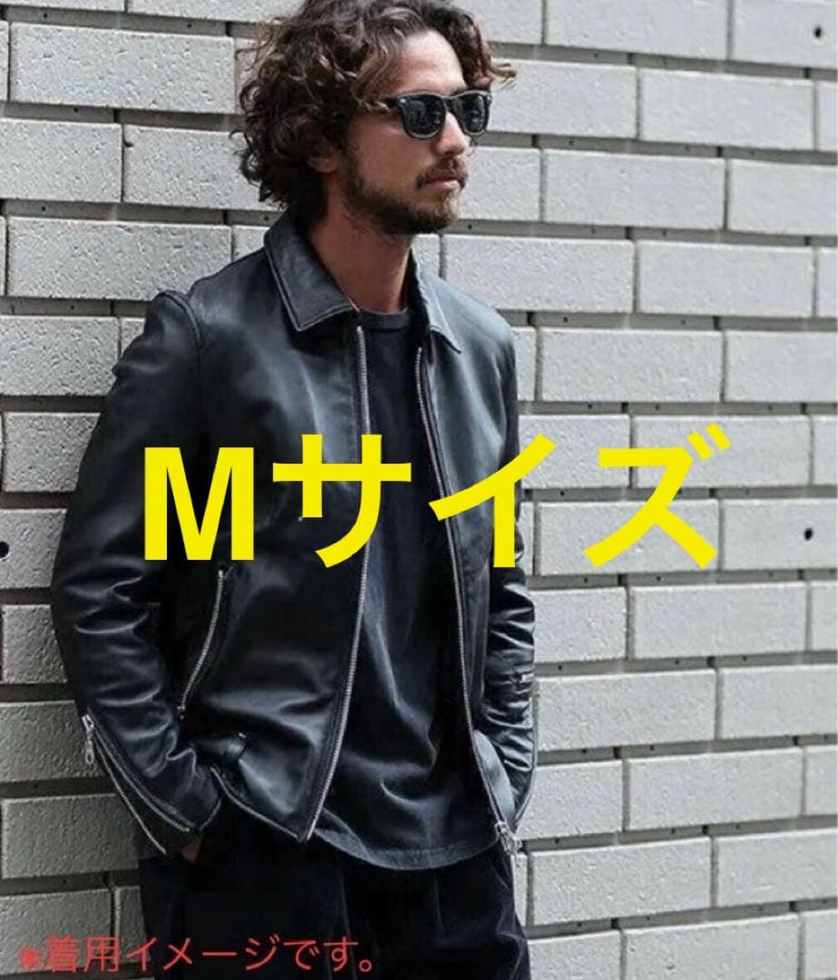 Mサイズ◎NANO UNIVERSE シープレザー 名作 シングルライダース 黒