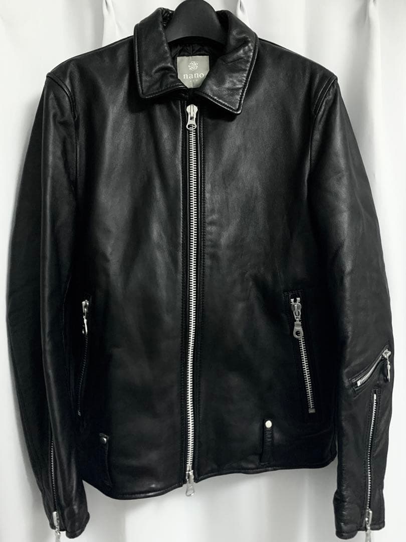 Mサイズ◎NANO UNIVERSE シープレザー 名作 シングルライダース 黒