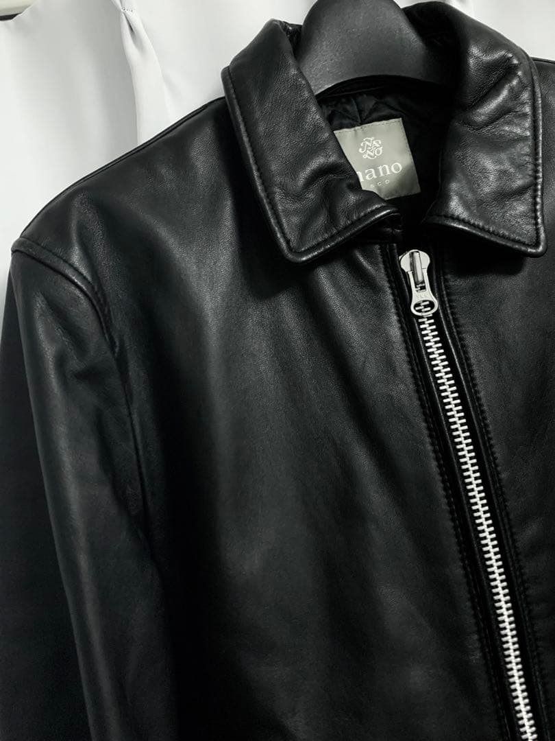 Mサイズ◎NANO UNIVERSE シープレザー 名作 シングルライダース 黒