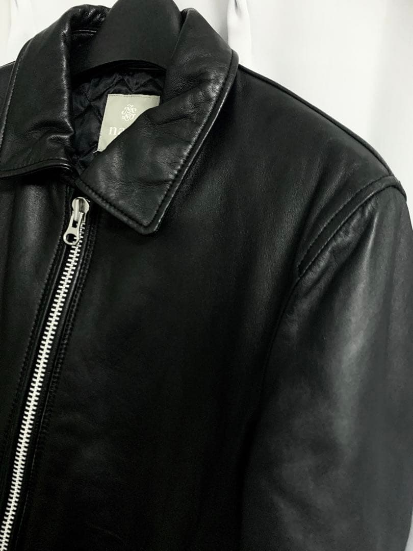 Mサイズ◎NANO UNIVERSE シープレザー 名作 シングルライダース 黒