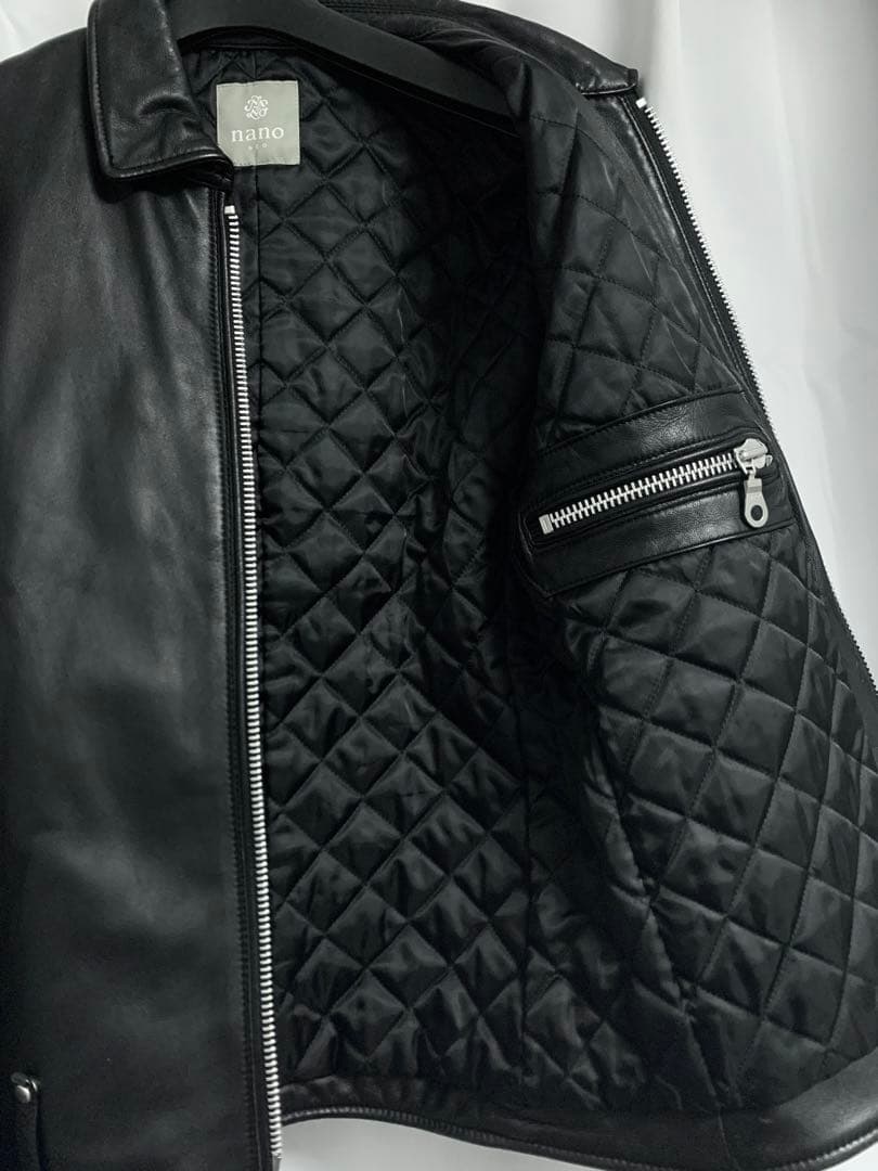 Mサイズ◎NANO UNIVERSE シープレザー 名作 シングルライダース 黒