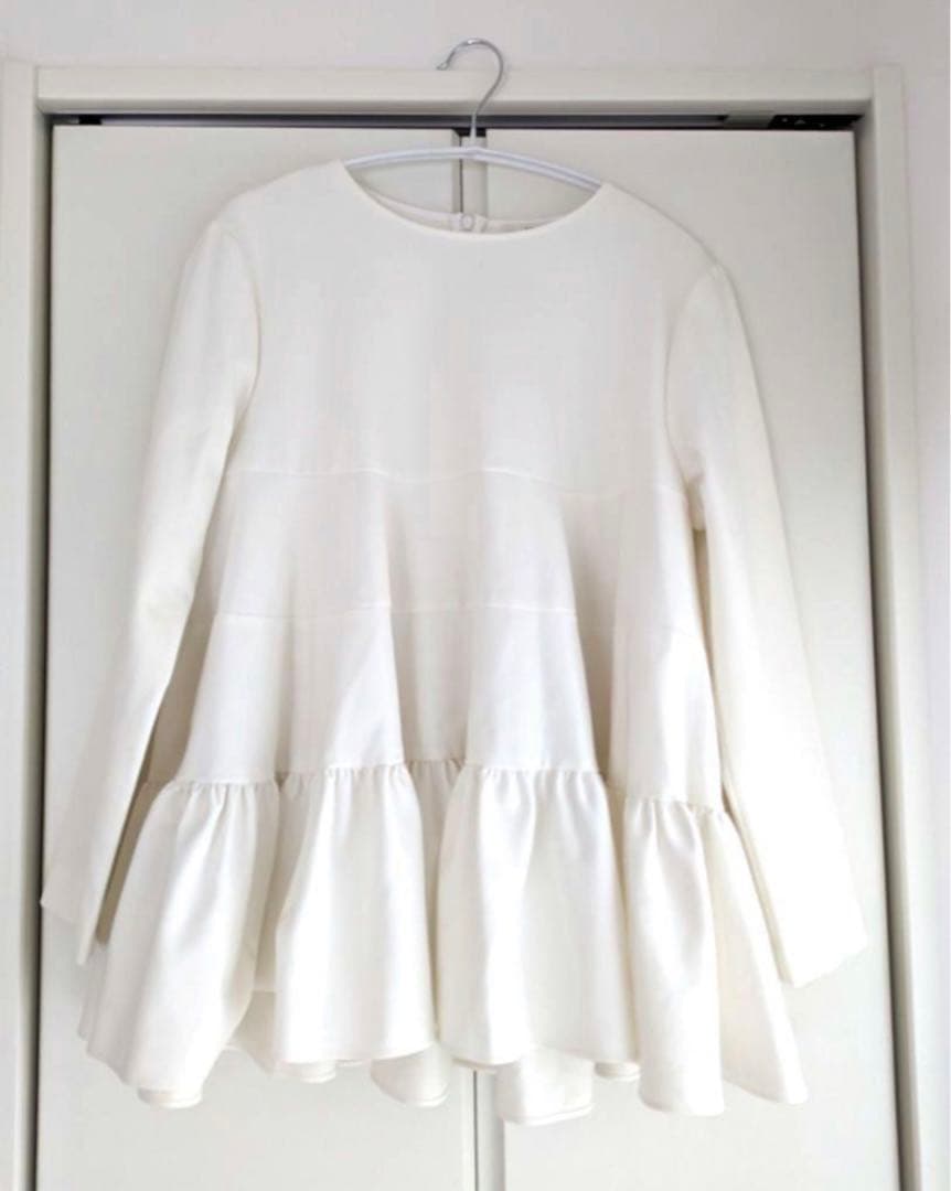 yori　ティアードストレッチブラウス　ホワイト
