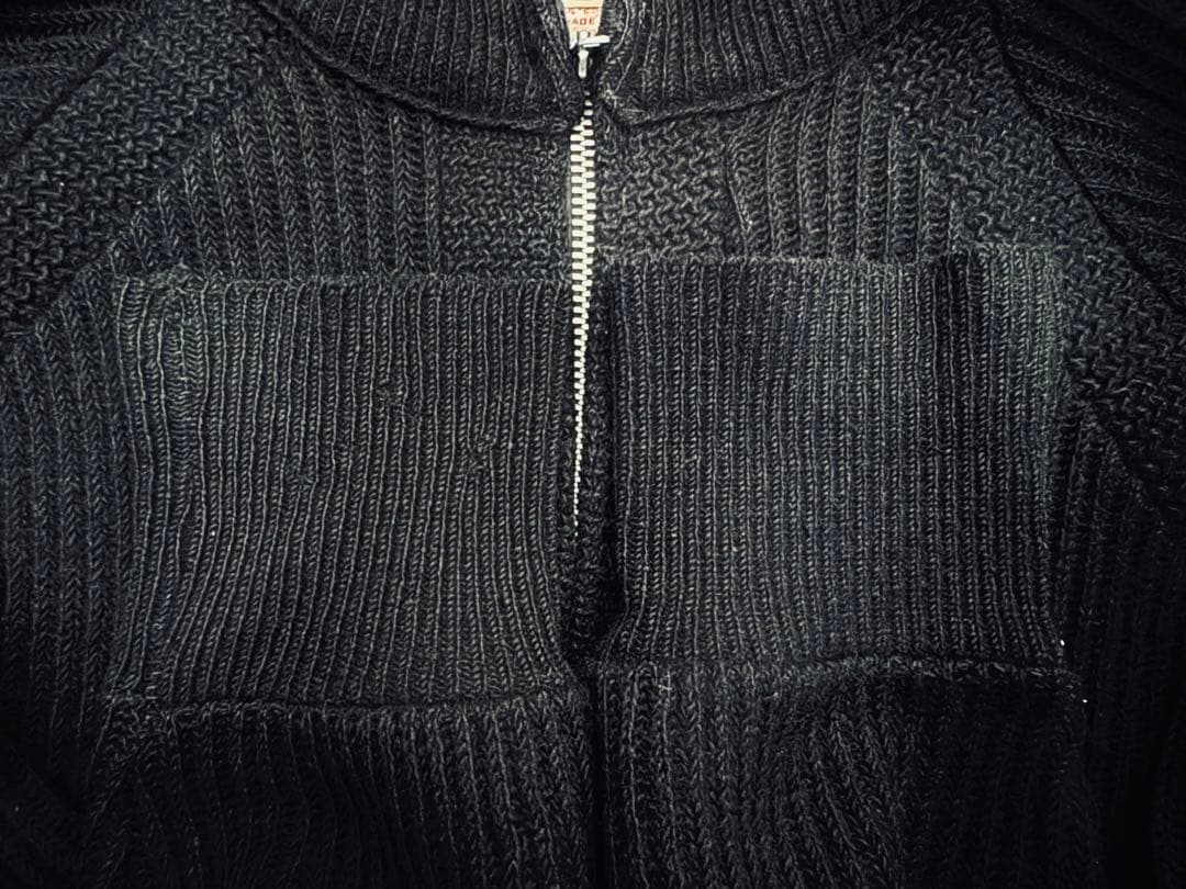 50s CAMPUS ウールニットジップカーディガンUSA製ブラックヴィンテージ