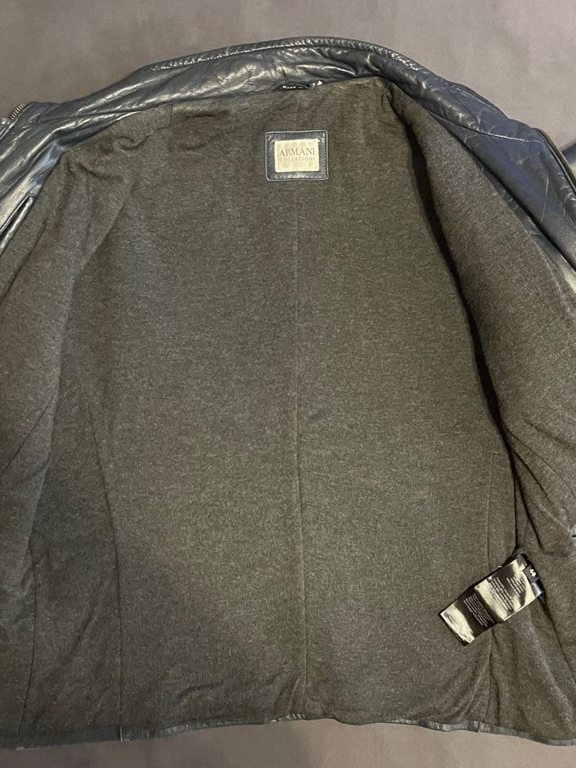 ARMANI COLLEZIONI シープレザージャケットNAVY 46