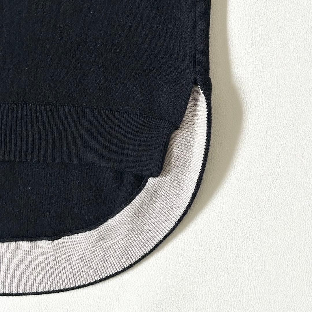 3126y美品 エンフォルド バイカラー配色ワイドフレアニット M 紺色