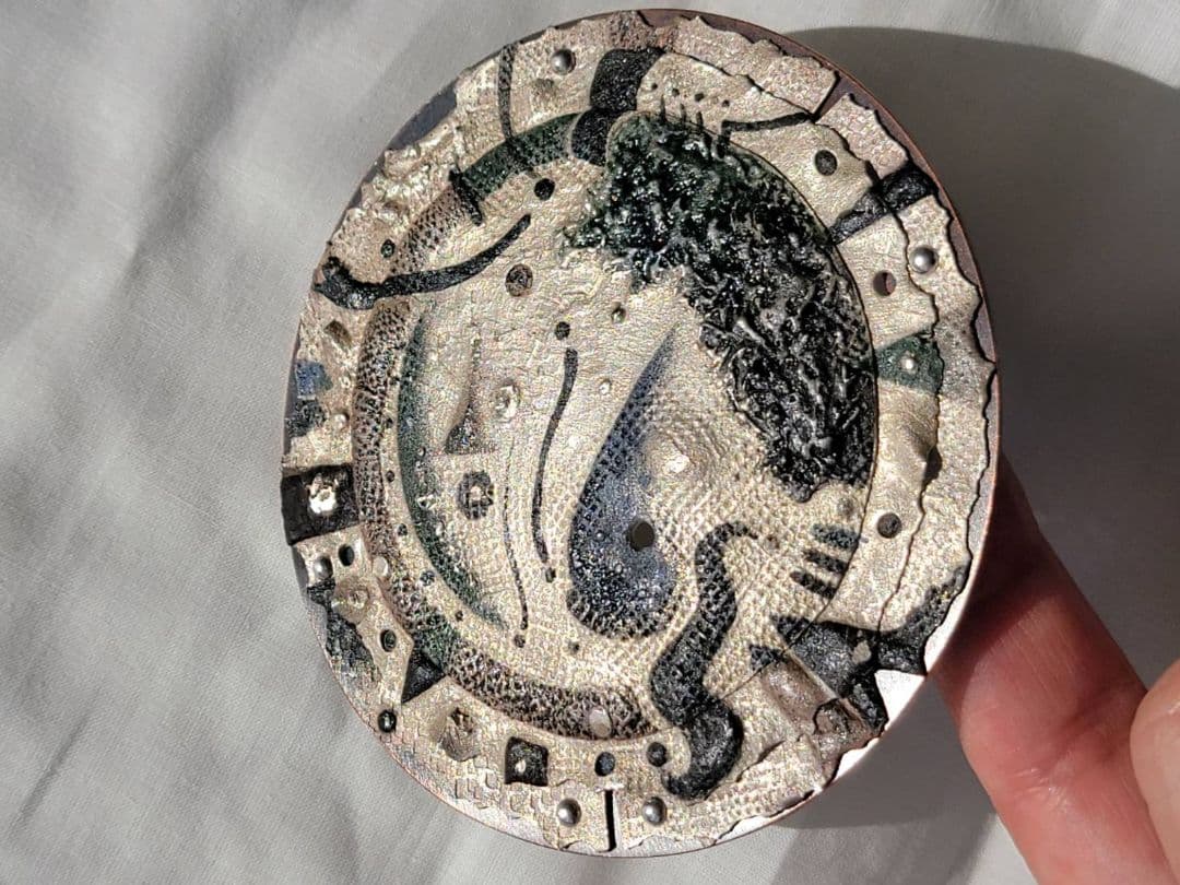 上枝久　希少　作家作品　純銀粘土　シルバー　ブローチ