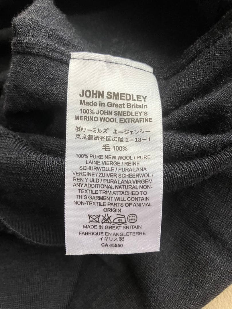 JOHN SMEDLEY メリノウール 30G モックネックニット ネイビー S