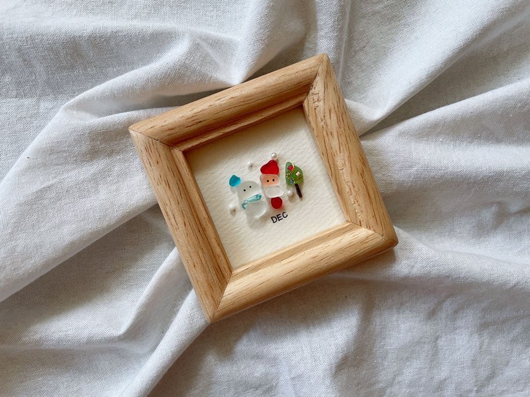 シーグラスアート　オーダー　12ヶ月カレンダー・干支　ミニサイズ