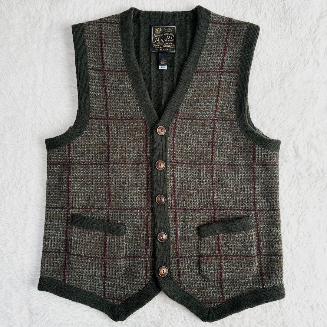 現行 美品✨ポロラルフローレン ウィンドーペーン ウール セーター ベスト QR