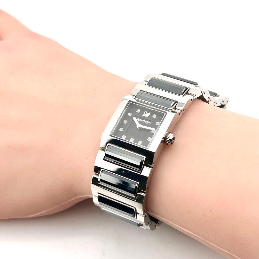 【美品】スワロフスキー　クォーツ　腕時計　シルバー　1047348