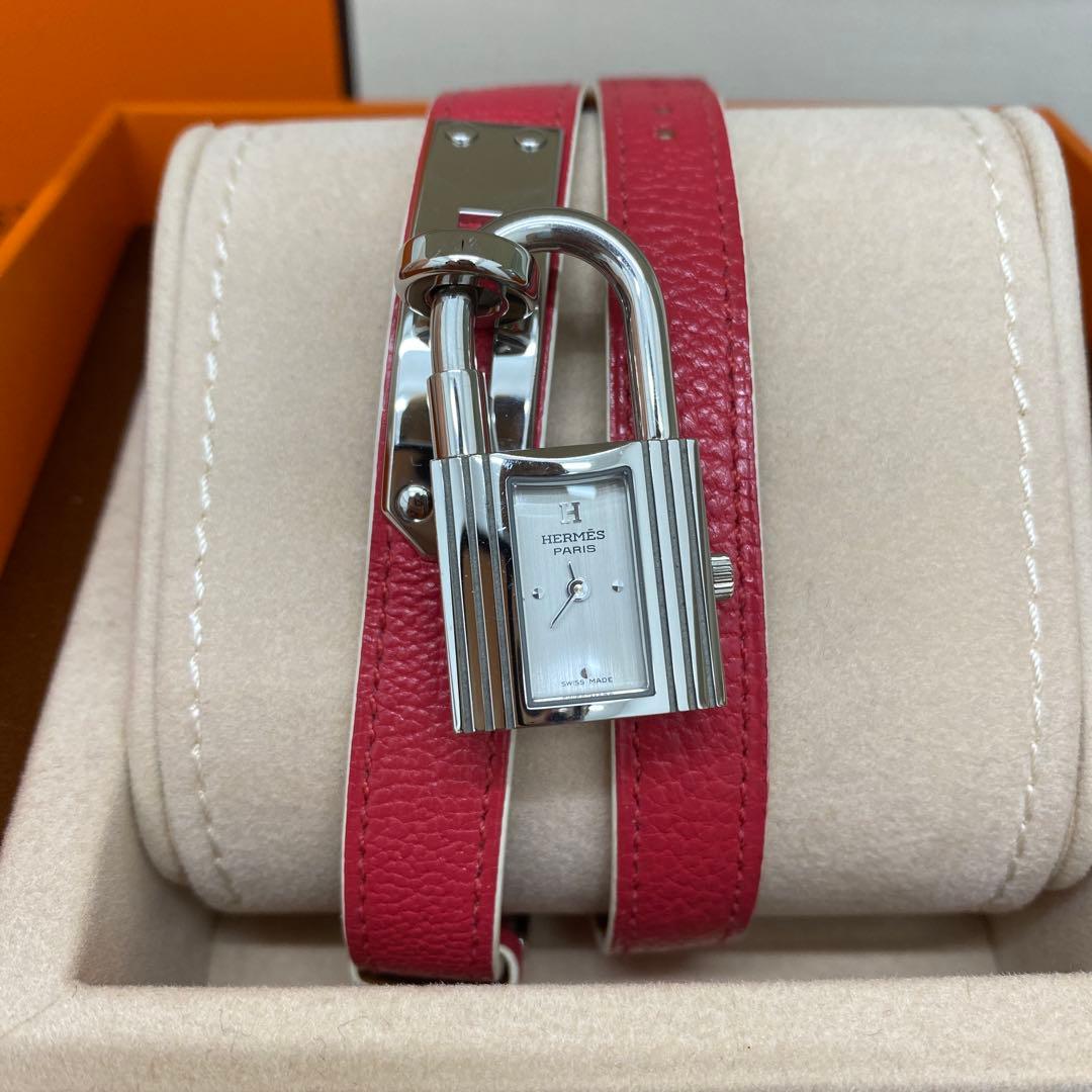 HERMES ケリーウォッチ　ドゥーブル　ピンク×シルバー金具