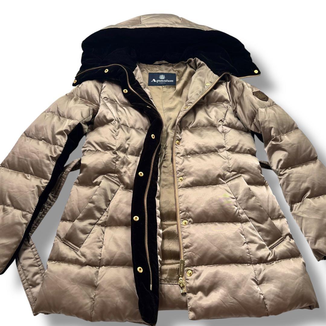 【極美品】Aquascutum アクアスキュータム ダウンコート ベルト　ベロア