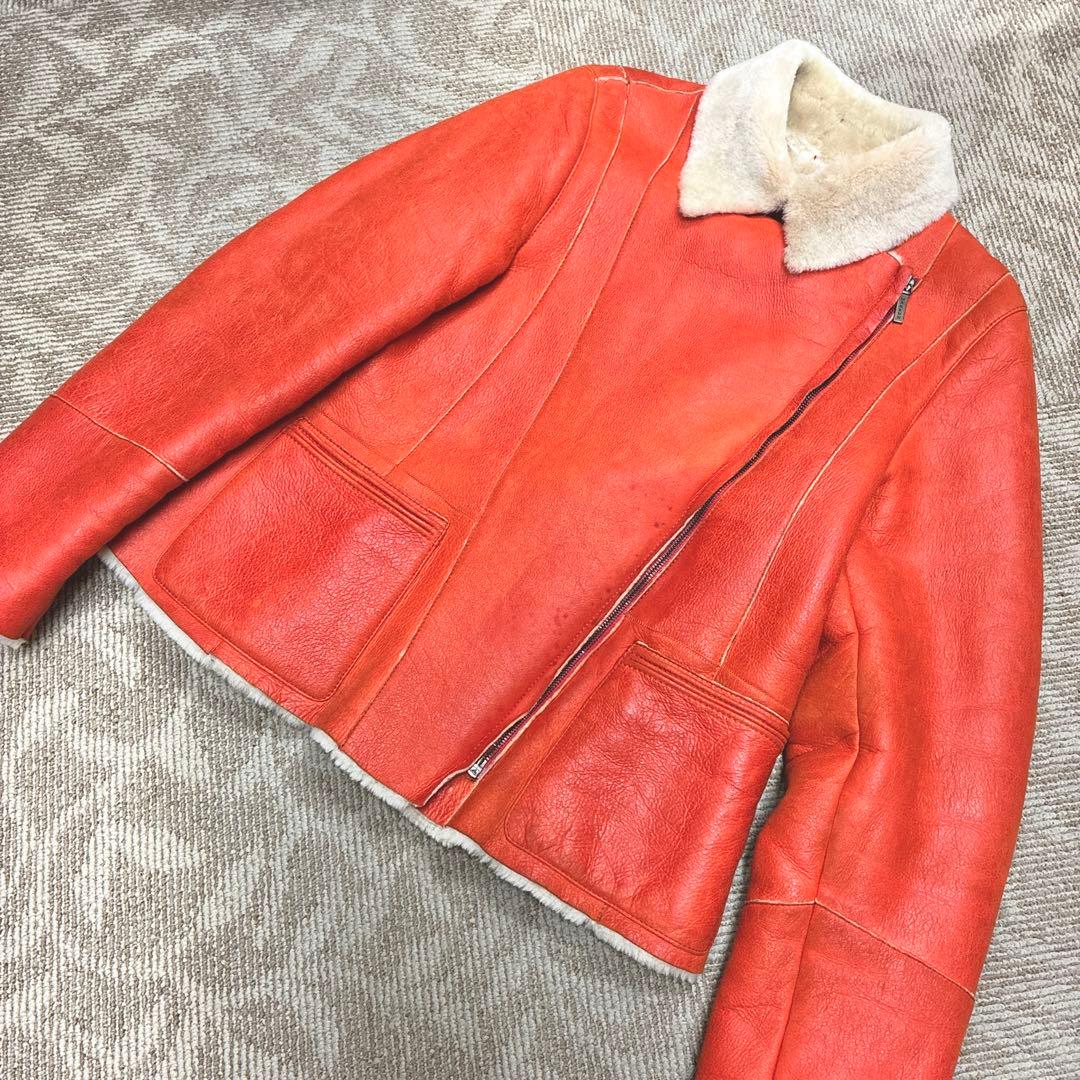 マブラン mabrun ムートンコート ボア メンズ オレンジ M 本革