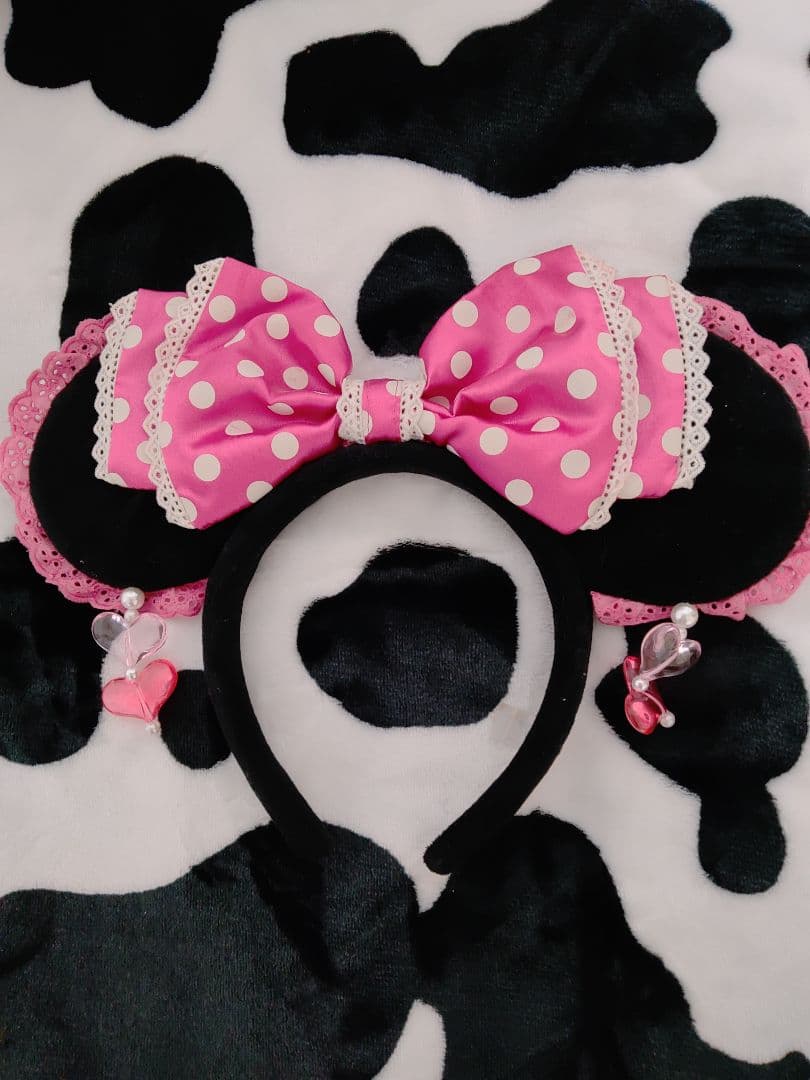 ディズニーミニーパルパルーザピンク水玉イヤリングカチューシャ