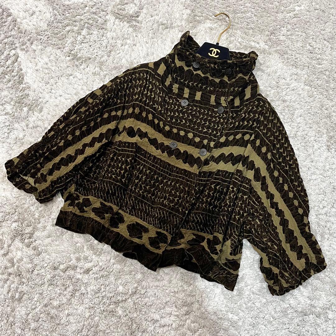 me イッセイミヤケ ミー ボトルネック プリーツ シワ加工 ドルマンジャケット