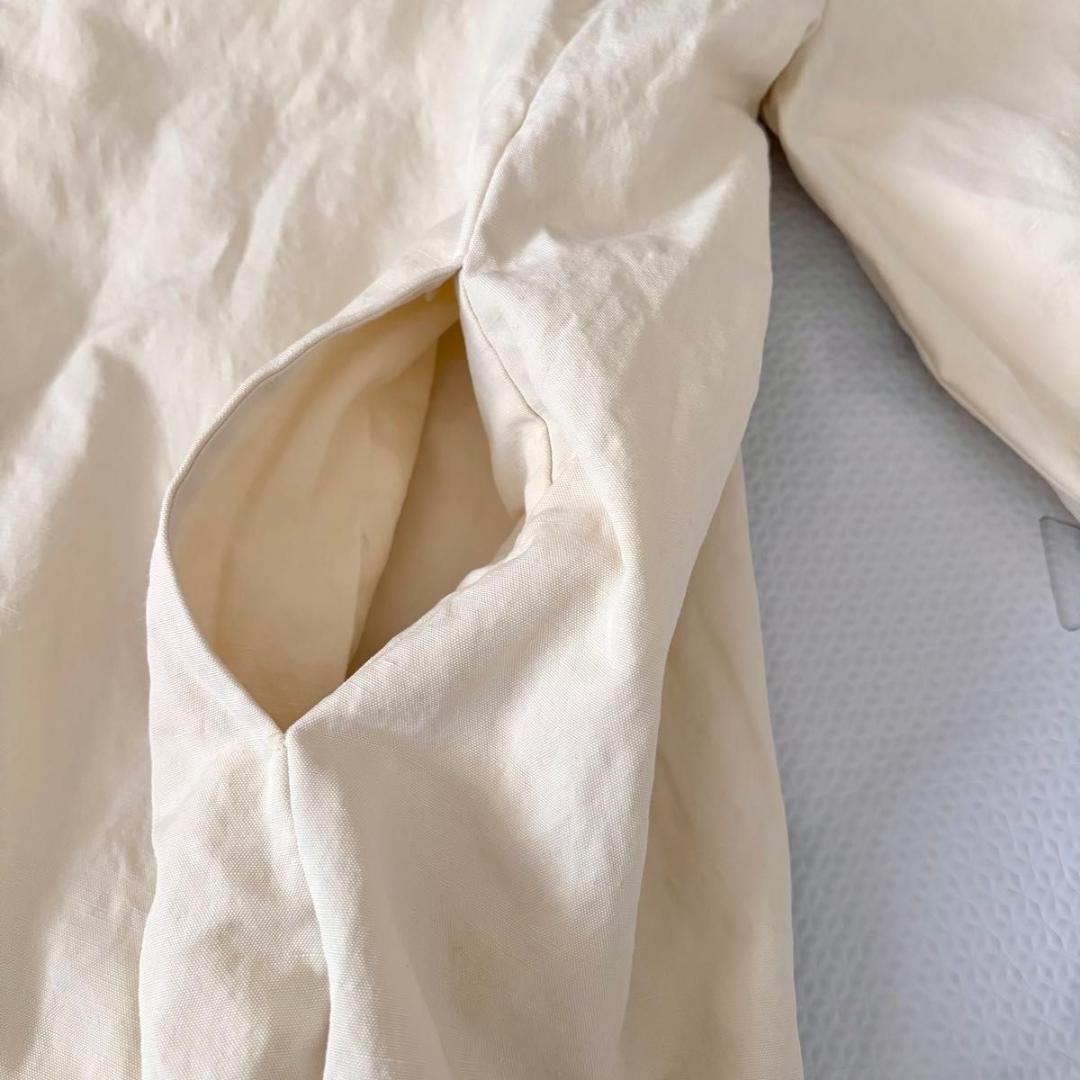 BEARDSLEY リネンポリバルーン袖コート　オフホワイト　ビアズリー