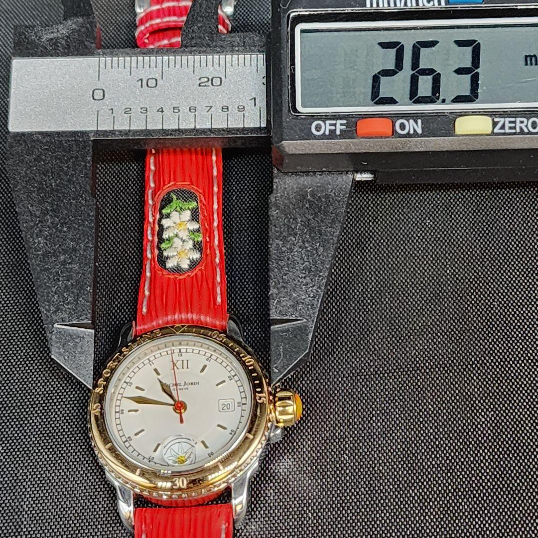 sahara】 ミシェルジョルディ　腕時計　クォーツ　新品電池　花柄　赤