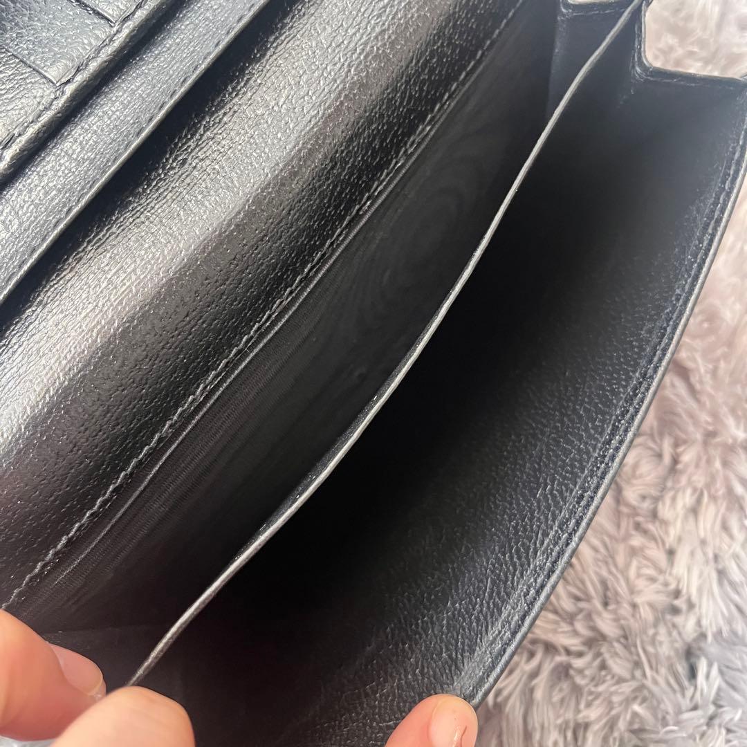 グッチ　GGキャンバス　長財布　ロゴ金具　ブラック　レザー　メンズ