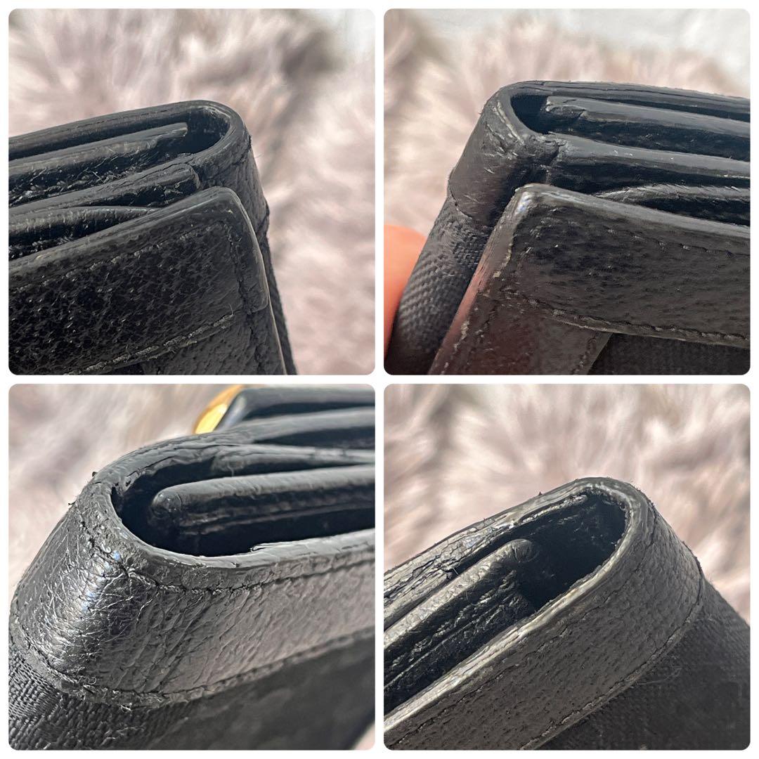 グッチ　GGキャンバス　長財布　ロゴ金具　ブラック　レザー　メンズ