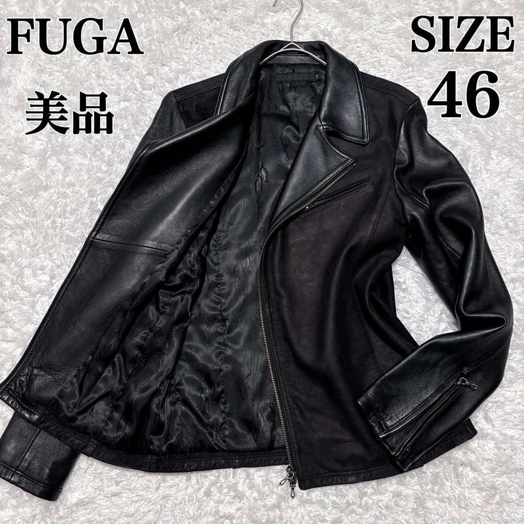 美品✨FUGA フーガ ダブルライダース レザージャケット 裏地総柄 黒 46