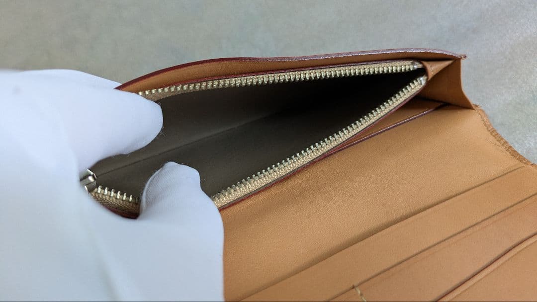 ganzo　コードバン ファスナー小銭入れ付き長財布　ダークグリーン