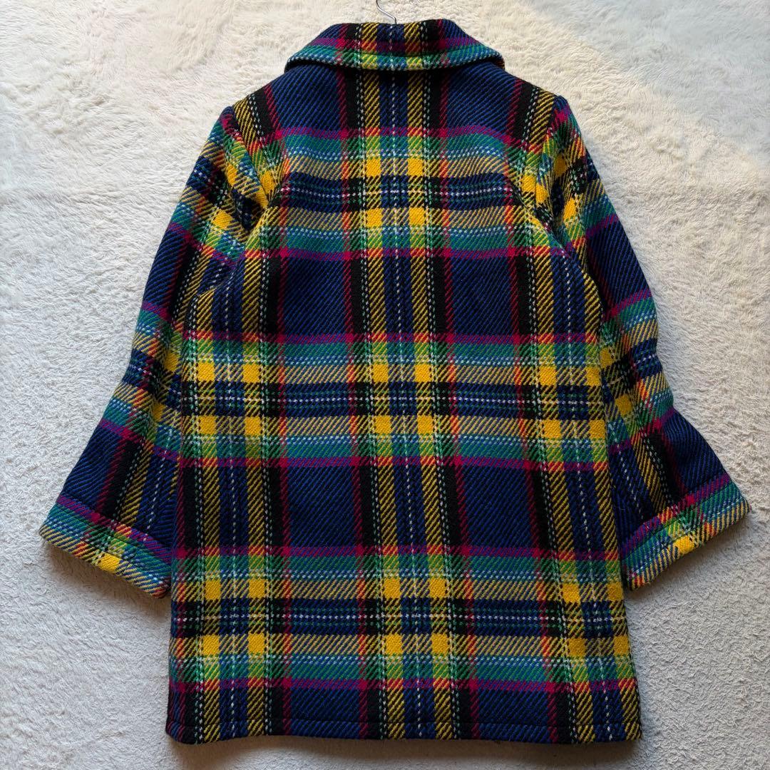 イヴサンローラン ウールコート ツイード タータンチェック マルチカラー 仏製