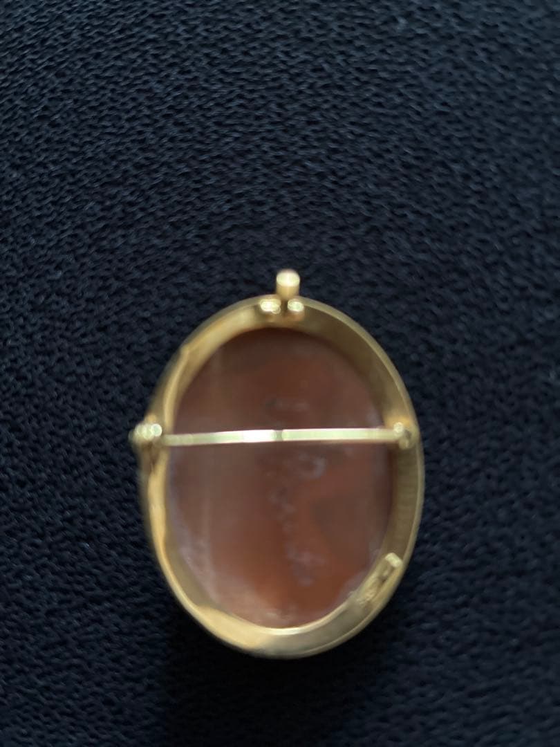 【750刻印】K18 天使 シェルカメオ ブローチペンダント18金枠アンティーク