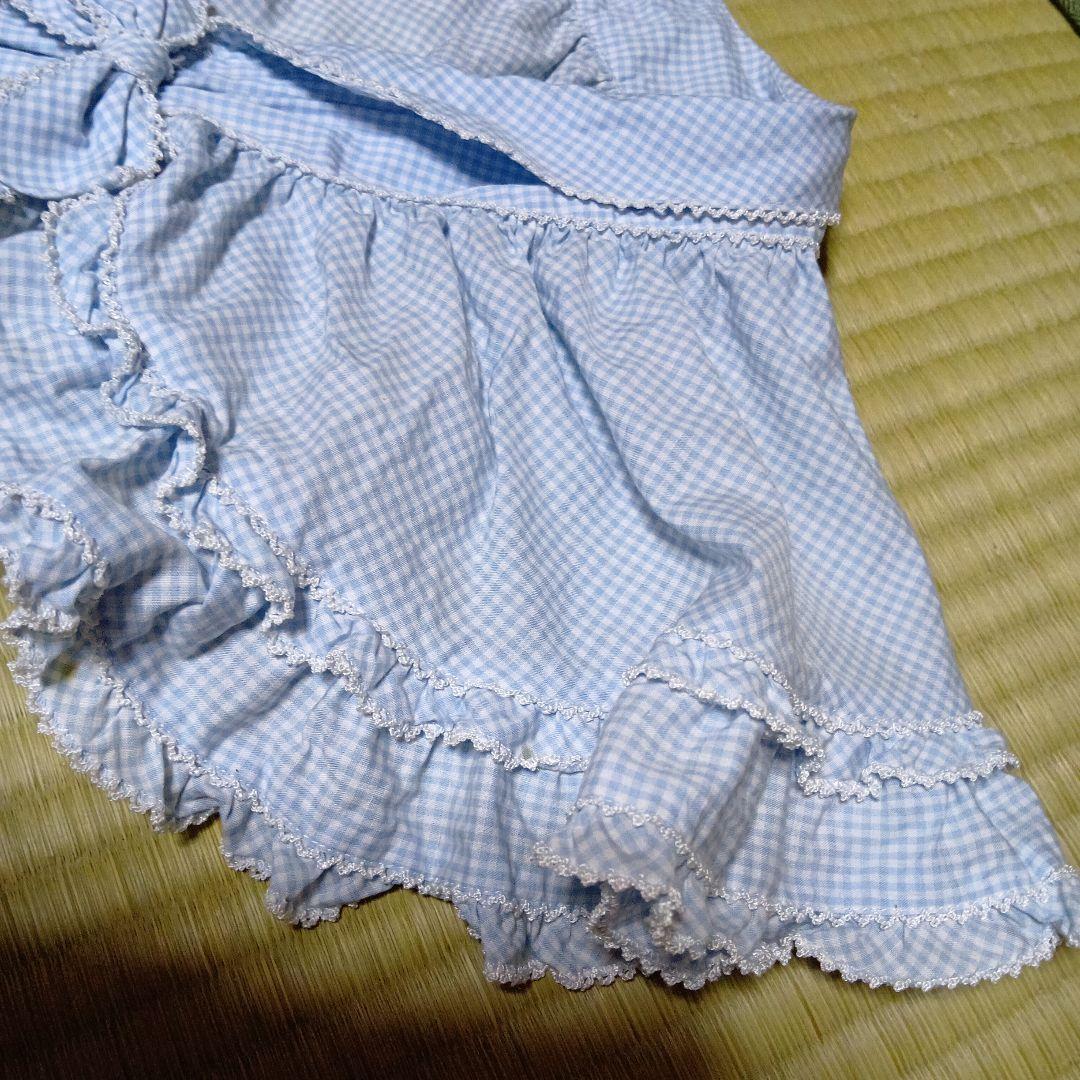 訳あり　カネコイサオ　ギンガムチェック吊りスカート・ケープ