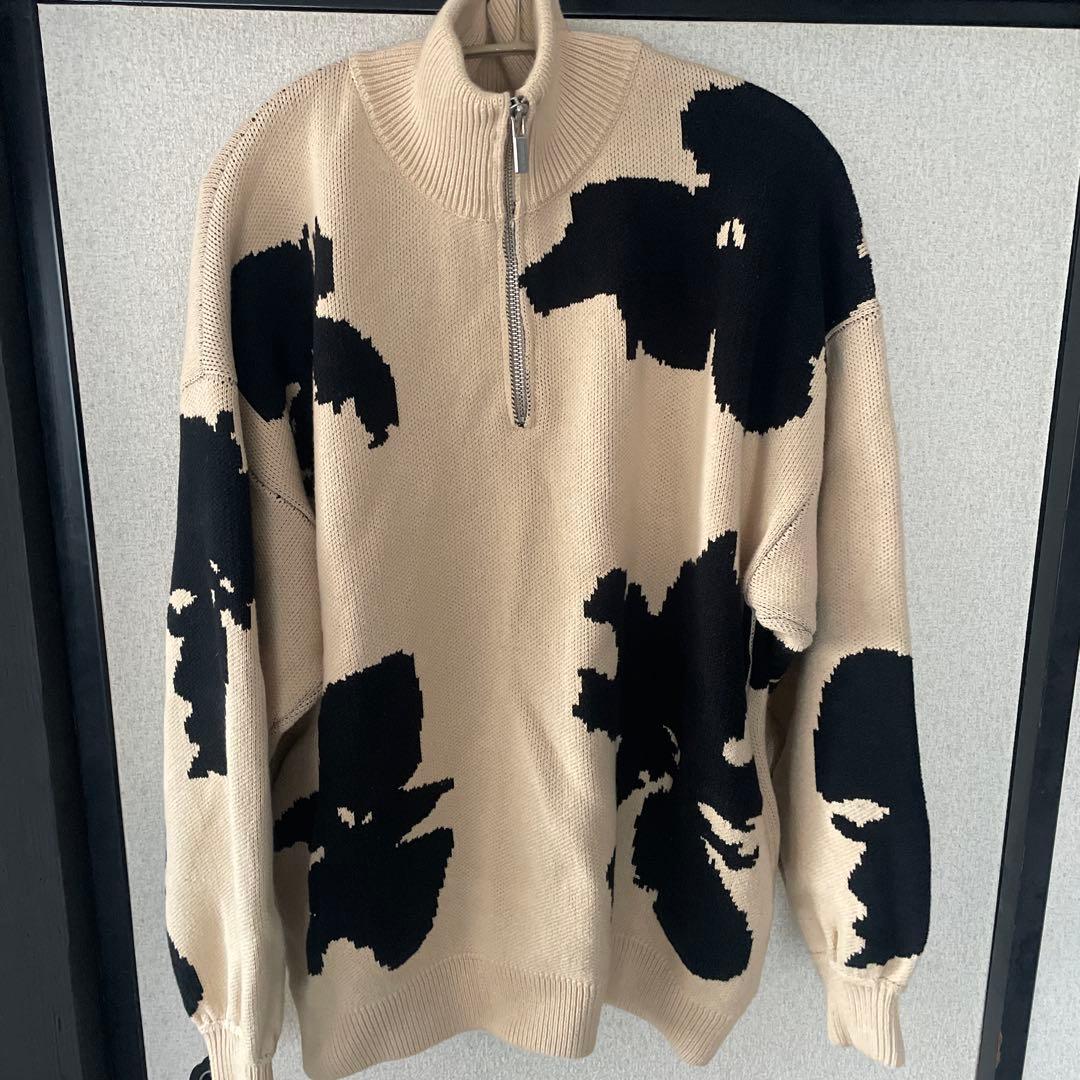 に*ん様 AMBERGLEAMバイカラーハーフジップセーター