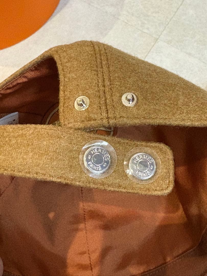 エルメス キャップ 帽子 セレナ ブラウン ゴールド ウール 58 レディース