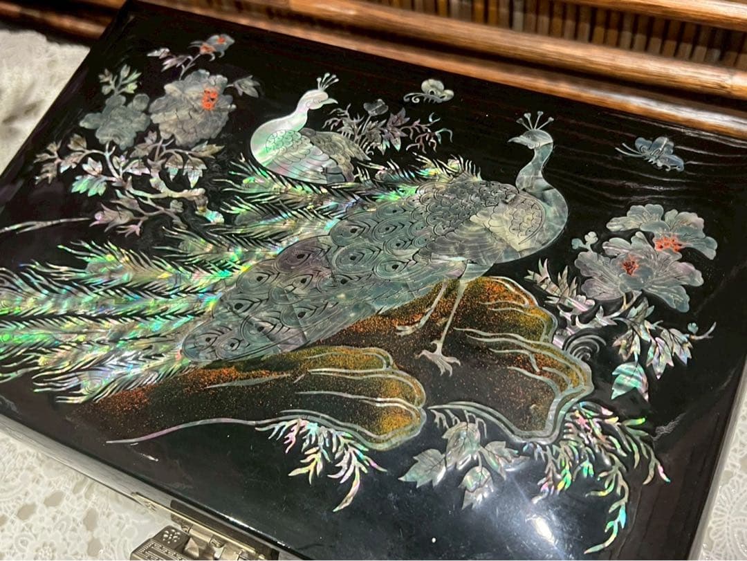 螺鈿細工 ジュエリーボックス 孔雀 花鳥 伝統的 韓国 工芸品