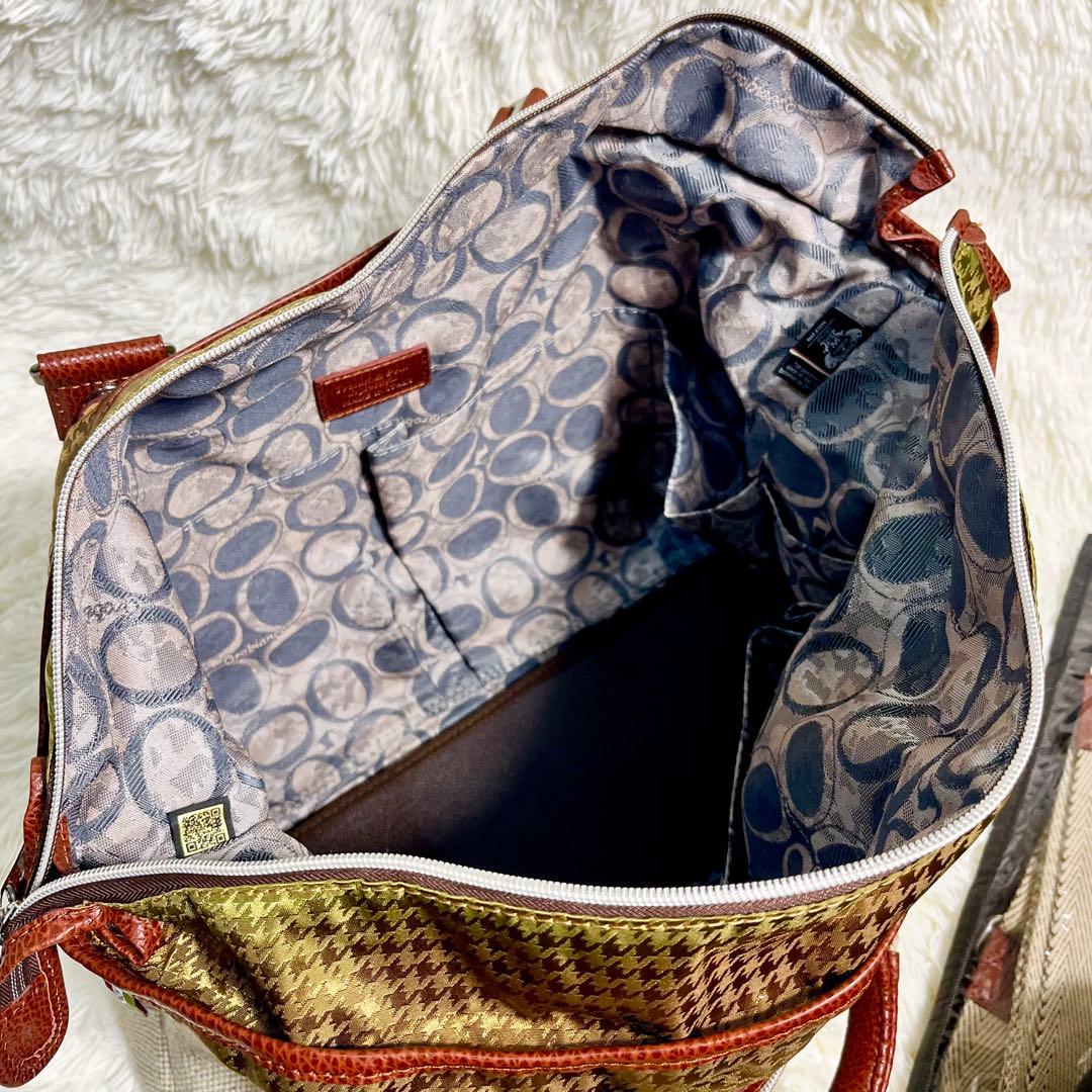 【希少デザイン】Orobianco 2WAY ビジネスバッグ　レザー　千鳥格子