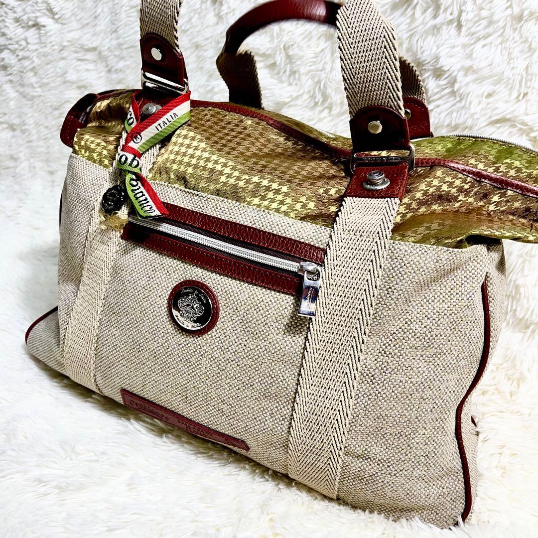 【希少デザイン】Orobianco 2WAY ビジネスバッグ　レザー　千鳥格子