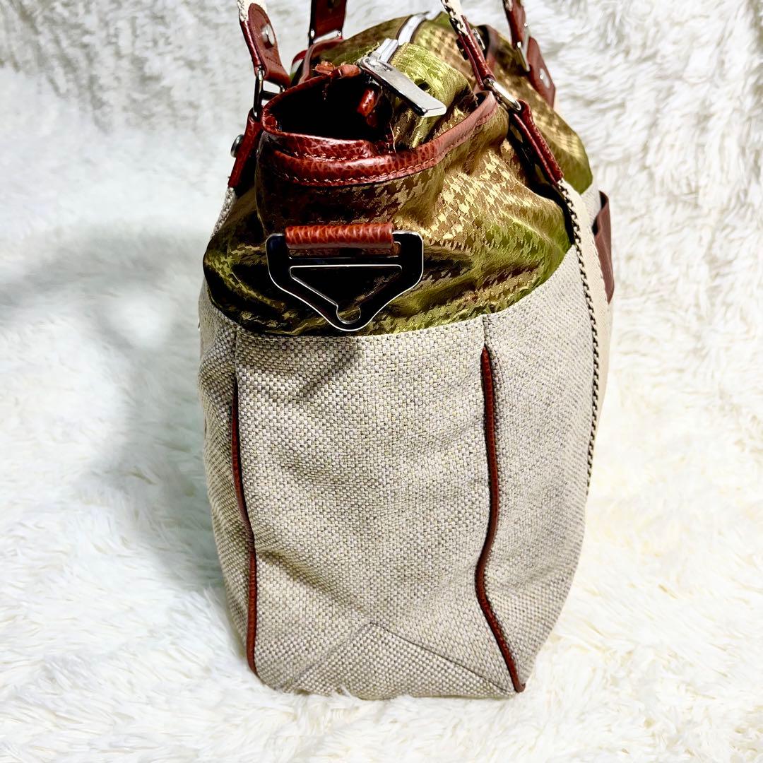 【希少デザイン】Orobianco 2WAY ビジネスバッグ　レザー　千鳥格子