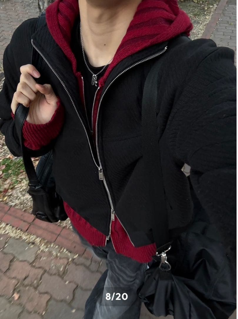 トップス RADIANT ribknit zip damage hoodie