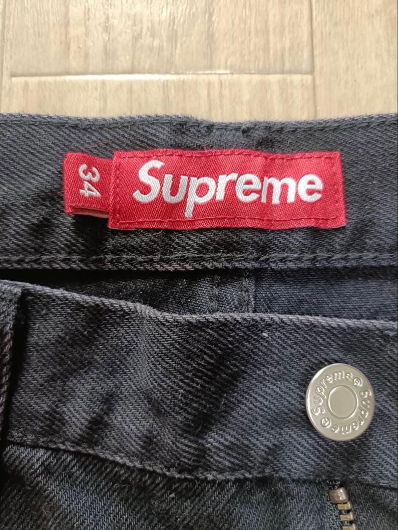 34:Supreme Baggy Jean 25SS Black バギージーンズ