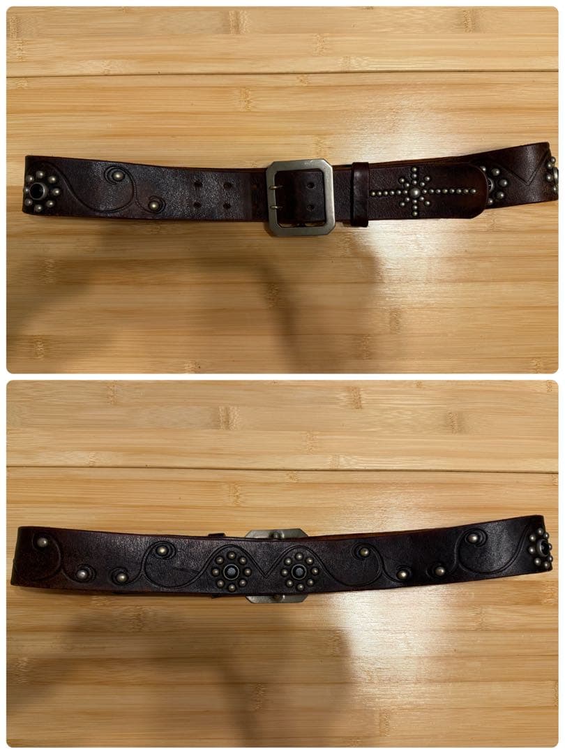 ⭐️TMT⭐️フラワースタッズ⭐️ブラックストーン⭐️ブラックレザー(茶芯)⭐️M