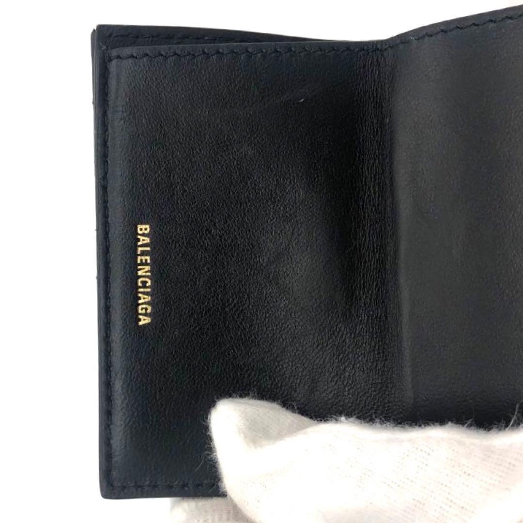 未使用級✨バレンシアガ CRUSH レザー　三つ折り財布 ブラック